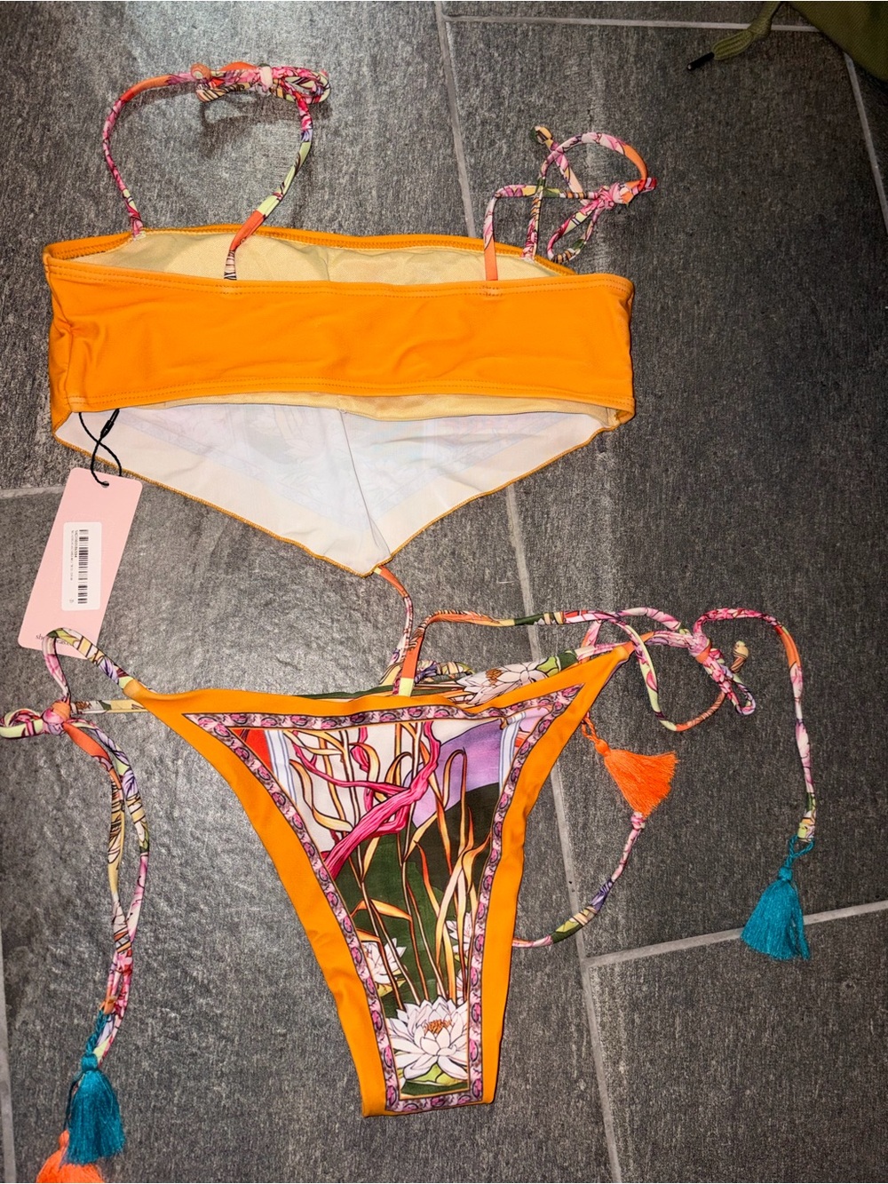 Micas Bohemian Strappy Bright Patterned Handkerchief Bikini Set, Med NWT - Picture 5 of 6